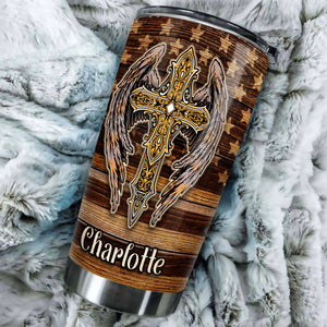 Camellia Personalized Live By Faith Grow By Grace The Cross Stainless Steel Tumbler-Thermal Flask Travel Therma Cup With Lid