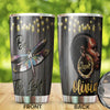 Camellia Personalized Colorful Dragonfly Black Queen Be The Light Stainless Steel Tumbler - Customized Double-Walled Insulation Travel Thermal Cup With Lid