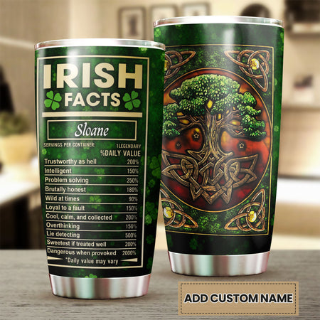 Camellia Persionalized Irish Facts Tree Stainless Steel Tumbler - Customized Double - Walled Insulation Travel Thermal Cup With Lid