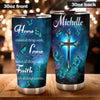Camellia Personalized Blue Butterfly Live Love Faith Stainless Steel Tumbler - Double-Walled Insulation Vacumm Flask - Gift For Thanksgiving, Memorial Day
