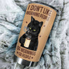 Camellia Personalized Black Cat With Coffee I Don't Like Morning People Stainless Steel Tumbler- Double-Walled Insulation Gift For Cat Lover Mom Cat