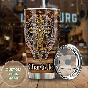 Camellia Personalized Live By Faith Grow By Grace The Cross Stainless Steel Tumbler-Thermal Flask Travel Therma Cup With Lid