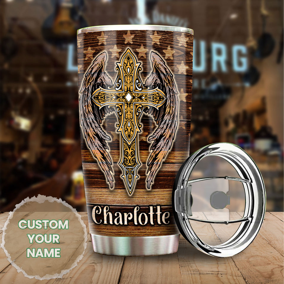 Camellia Personalized Live By Faith Grow By Grace The Cross Stainless Steel Tumbler-Thermal Flask Travel Therma Cup With Lid