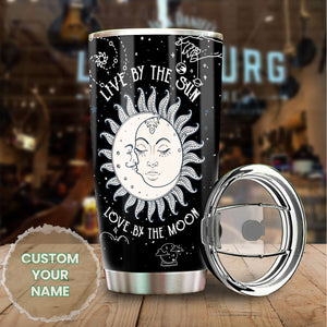 Camellia Personalized Live By The Sun Love By The Moon Stainless Steel Tumbler-Double-Walled Insulation Travel Cup With Lid