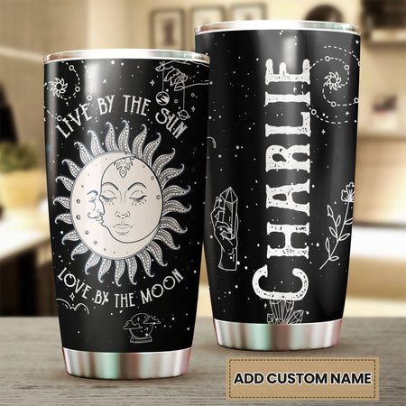 Camellia Personalized Live By The Sun Love By The Moon Stainless Steel Tumbler-Double-Walled Insulation Travel Cup With Lid