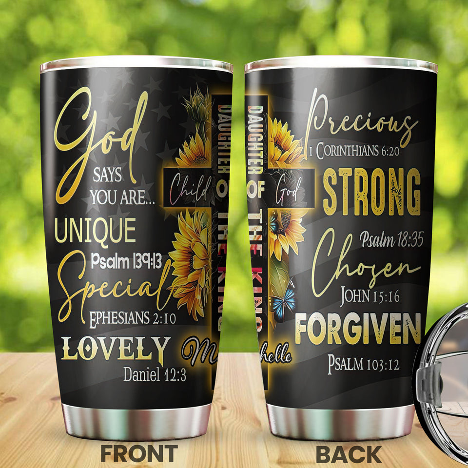 Camellia Personalized God Says You Are Stainless Steel Tumbler-Sweat-Proof Travel Therma Cup With Lid