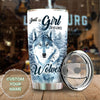 Camellia Persionalized 3D Wolf Just A Girl Who Loves Wolves Stainless Steel Tumbler - Customized Double - Walled Insulation Travel Thermal Cup With Lid Gift For Wolf Lover