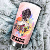 Camellia Personalized Butterfly Hippie Girl Stainless Steel Tumbler - Double-Walled Insulation Vacumm Flask - For Thanksgiving, Memorial Day, Christmas Gift
