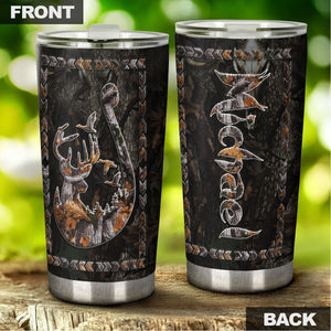 Camellia Persionalized Fishing Hook Stainless Steel Tumbler - Customized Double - Walled Insulation Travel Thermal Cup With Lid Gift For Fisherman
