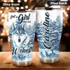 Camellia Persionalized 3D Wolf Just A Girl Who Loves Wolves Stainless Steel Tumbler - Customized Double - Walled Insulation Travel Thermal Cup With Lid Gift For Wolf Lover