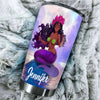 Camellia Personalized Black Mermaid Stainless Steel Tumbler - Double-Walled Insulation Vacumm Flask - Gift For Black Queen, International Women's Day, Hippie Girls