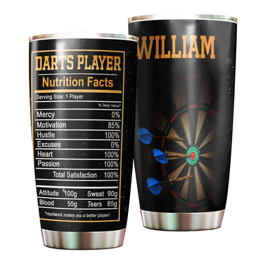 Camellia Personalized Darts Player Nutrition Facts Stainless Steel Tumbler-Thermal Flask Gift For Darts Player 02