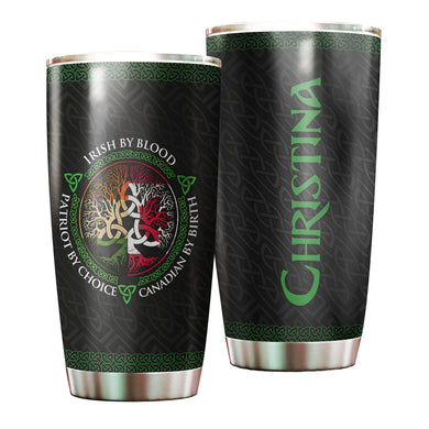 Camellia Personalized Irish By Blood Canadian By Birth Patriot By Choice Stainless Steel Tumbler - Customized Double-Walled Insulation Travel Thermal Cup With Lid