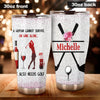 Camellia Personalized A Woman Can't Survive On Wine Alone She Also Needs Golf Stainless Steel Tumbler-Double-Walled Travel Therma Cup With Lid Gift For Female Golf Player Wine Lover