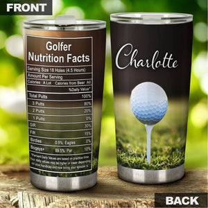 Camellia Personalized Golfer Nutrition Facts Stainless Steel Tumbler-Double-Walled Travel Therma Cup With Lid Gift For Golf Player 03