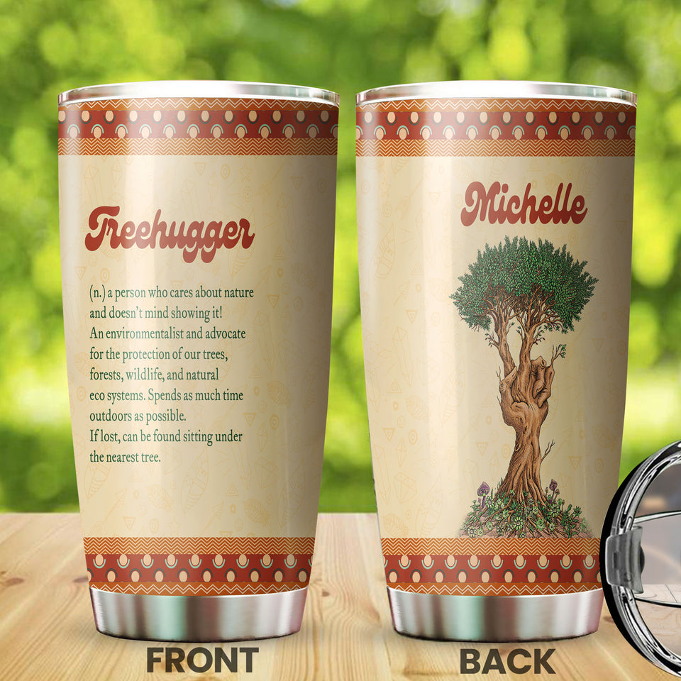 Camellia Personalized Hippie Treehugger Definition Stainless Steel Tumbler- Sweat-Proof Double Wall Travel Cup With Lid