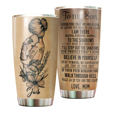 Camellia Persionalized Tattoo To My Mom Stainless Steel Tumbler - Customized Double - Walled Insulation Travel Thermal Cup With Lid Gift For Mom