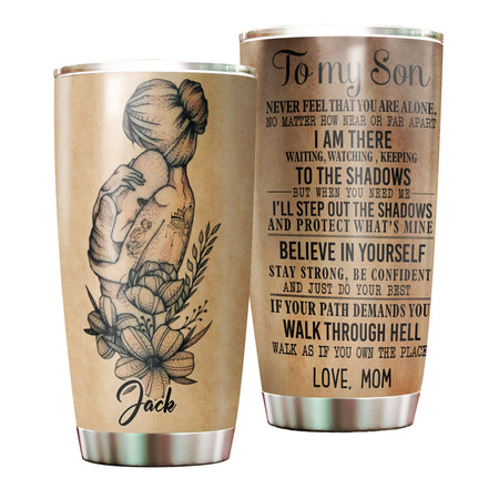 Camellia Persionalized Tattoo To My Mom Stainless Steel Tumbler - Customized Double - Walled Insulation Travel Thermal Cup With Lid Gift For Mom