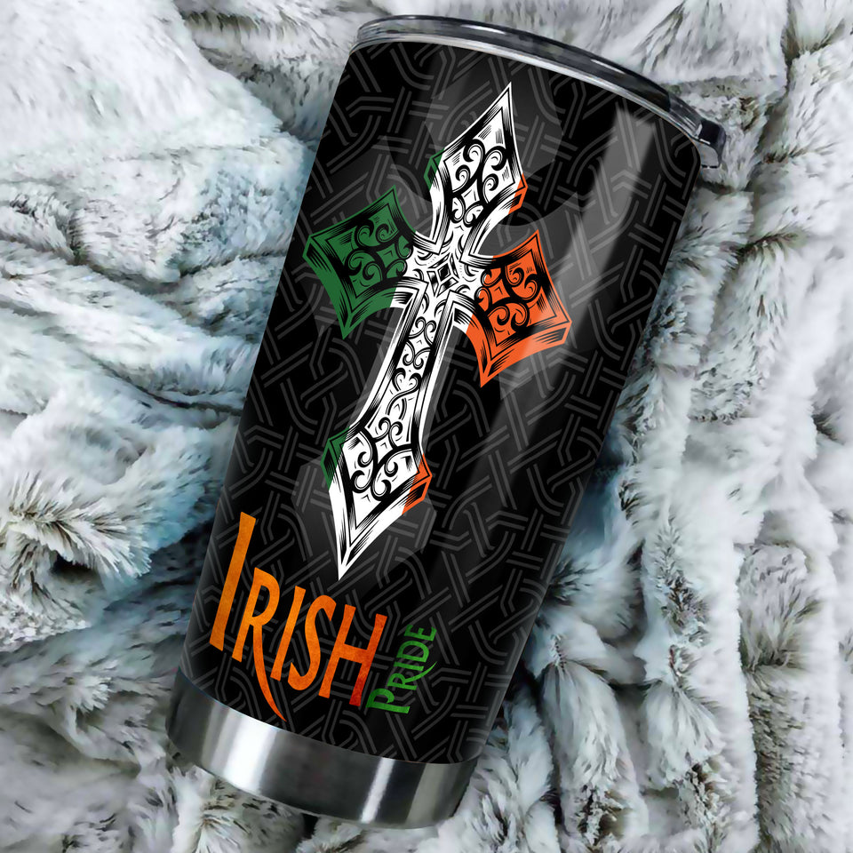 Camellia Personalized Celtic Irish Pride Stainless Steel Tumbler - Customized Double-Walled Insulation Travel Thermal Cup With Lid
