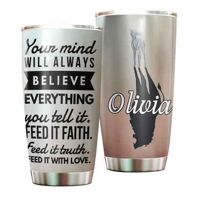 Camellia Personalized Feed It Faith Feed It Truth Feed It With Love Stainless Steel Tumbler - Customized Double-Walled Insulation Travel Thermal Cup With Lid