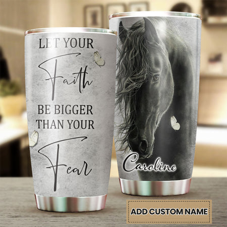 Camellia Personalized Horse Faith Stainless Steel Tumbler - Double-Walled Insulation Vacumm Flask - Gift For Horse Lovers, Cowgirls, Cowboys, Perfect Christmas, Thanksgiving Gift