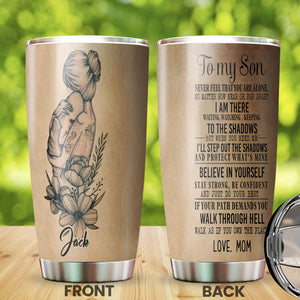 Camellia Persionalized Tattoo To My Mom Stainless Steel Tumbler - Customized Double - Walled Insulation Travel Thermal Cup With Lid Gift For Mom