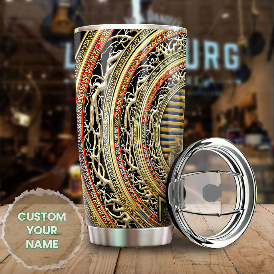 Camellia Personalized Ancient Pharaoh Stainless Steel Tumbler - Double-Walled Insulation Vacumm Flask - Gift For Ancient Egypt Culture Lovers