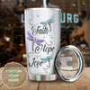 Camellia Personalized Dragonfly Faith Hope Love Stainless Steel Tumbler - Customized Double-Walled Insulation Travel Thermal Cup With Lid
