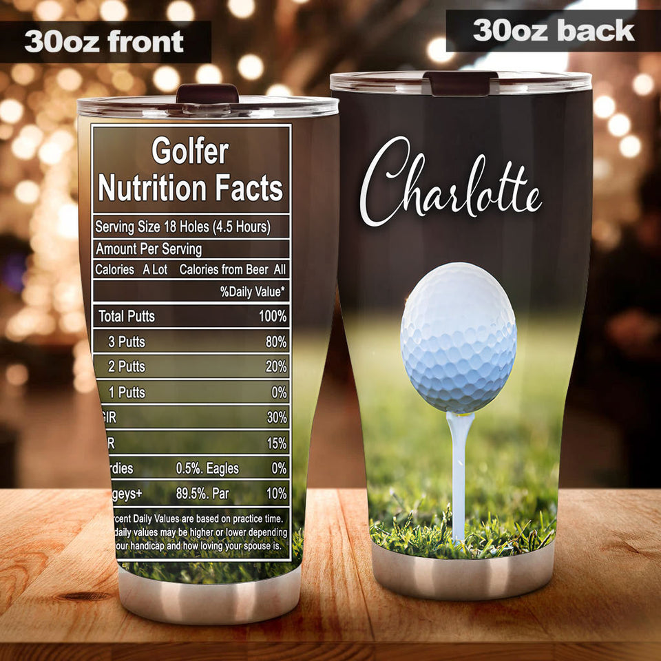Camellia Personalized Golfer Nutrition Facts Stainless Steel Tumbler-Double-Walled Travel Therma Cup With Lid Gift For Golf Player 03