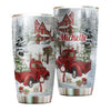 Camellia Personalized Christmas Scene Stainless Steel Tumbler - Customized Double-Walled Insulation Travel Thermal Cup With Lid