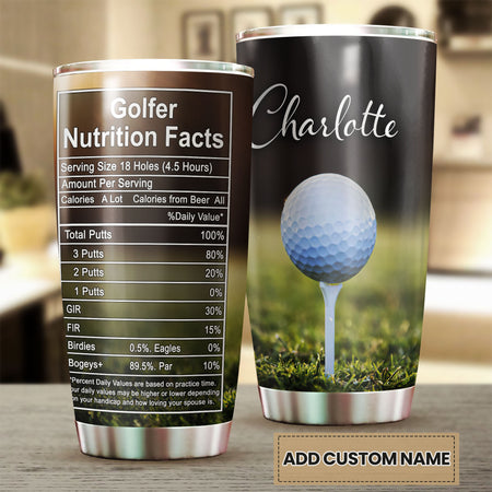 Camellia Personalized Golfer Nutrition Facts Stainless Steel Tumbler-Double-Walled Travel Therma Cup With Lid Gift For Golf Player 03