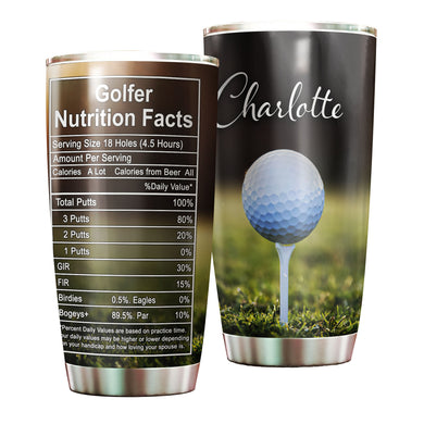 Camellia Personalized Golfer Nutrition Facts Stainless Steel Tumbler-Double-Walled Travel Therma Cup With Lid Gift For Golf Player 03