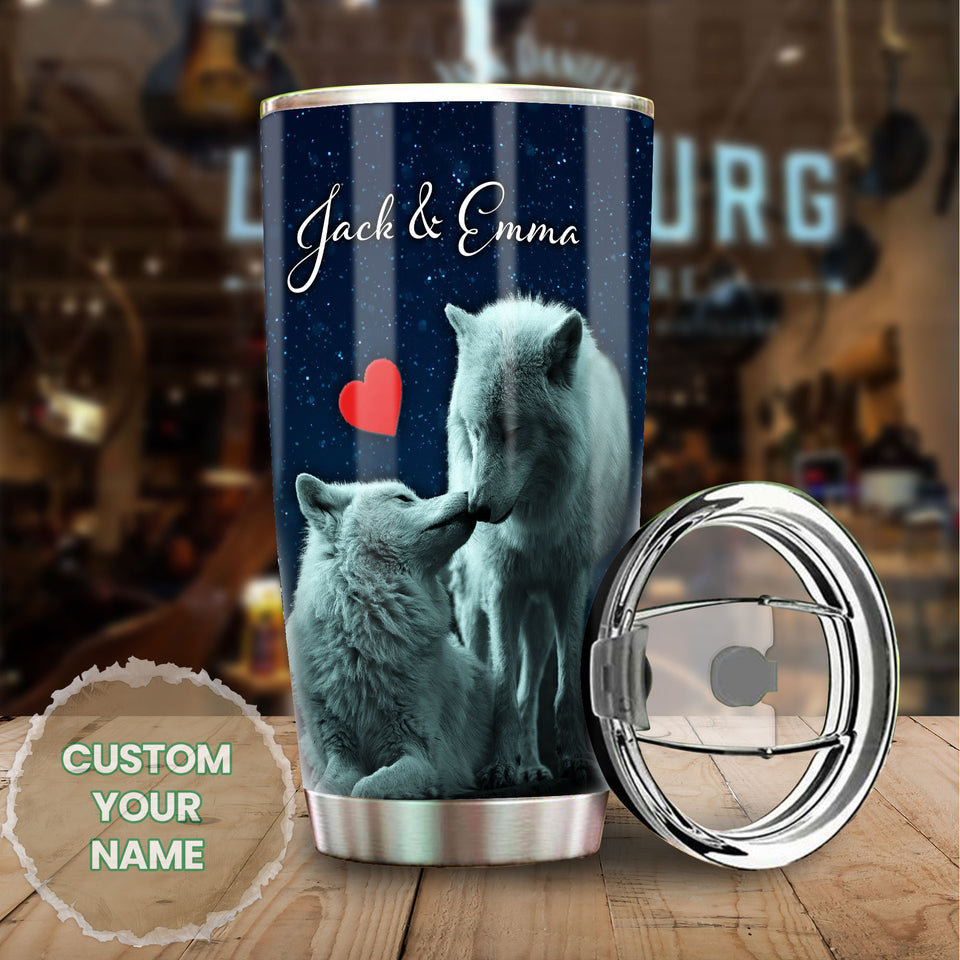 Camellia Persionalized 3D Wolf To My Husband I Love You With All I Am Forever And Always Stainless Steel Tumbler - Customized Double - Walled Insulation Travel Thermal Cup With Lid Gift For Couple Husband