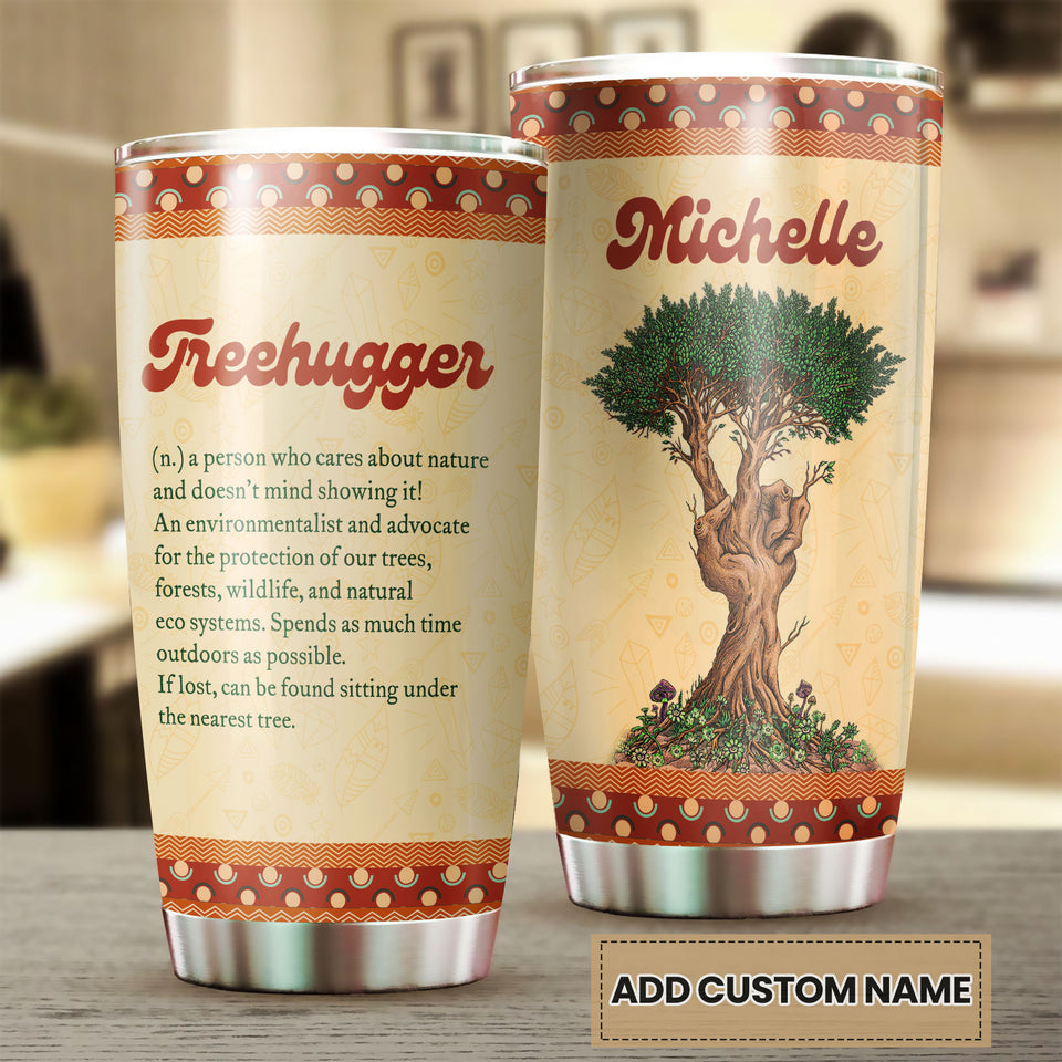 Camellia Personalized Hippie Treehugger Definition Stainless Steel Tumbler- Sweat-Proof Double Wall Travel Cup With Lid