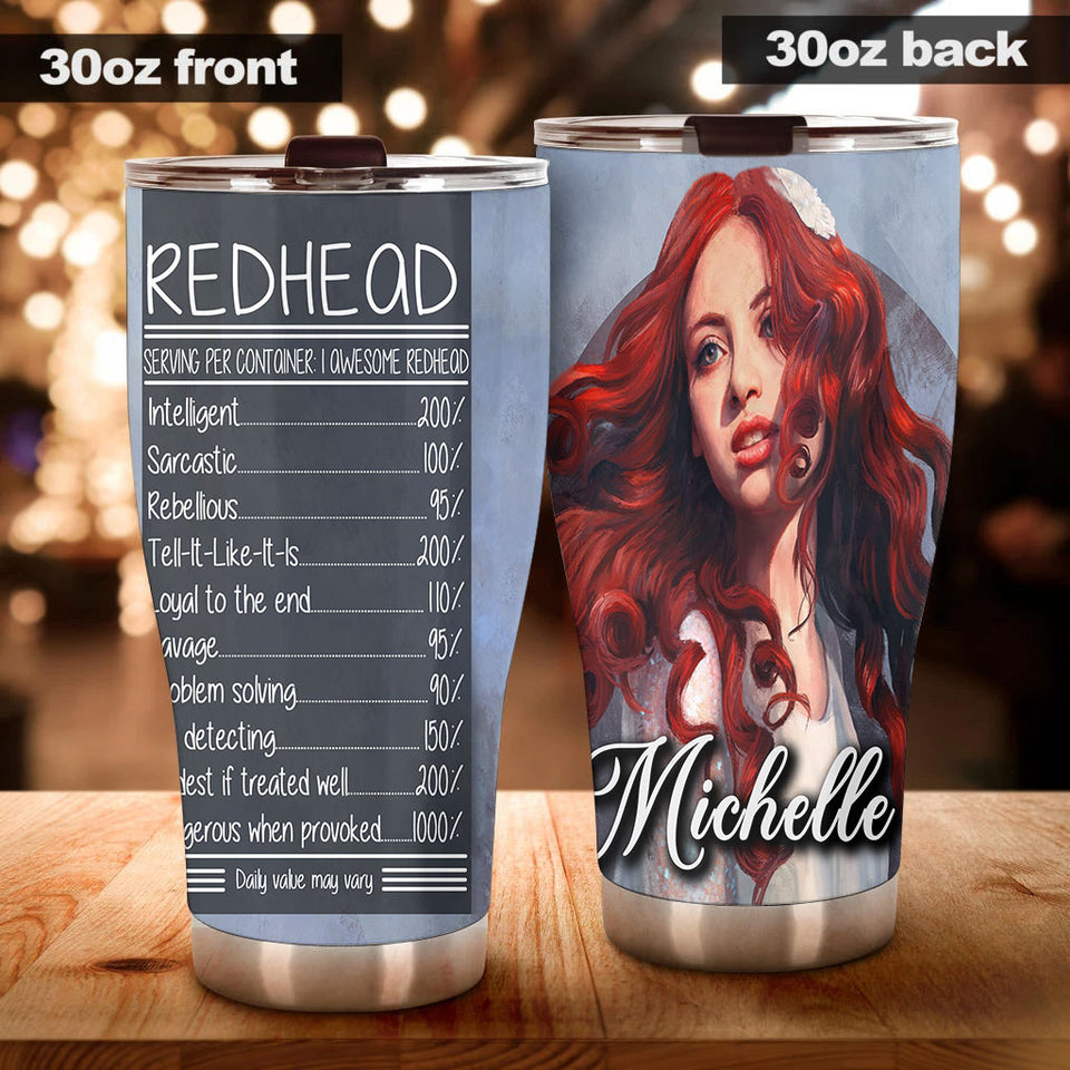 Camellia Personalized 3D Funny Fact About Redhead Stainless Steel Tumbler - Customized Double-Walled Insulation Thermal Cup With Lid