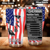 Camellia Personalized American Flag Fisherman Nutrition Fact Stainless Steel Tumbler - Customized Double-Walled Insulation Travel Thermal Cup With Lid