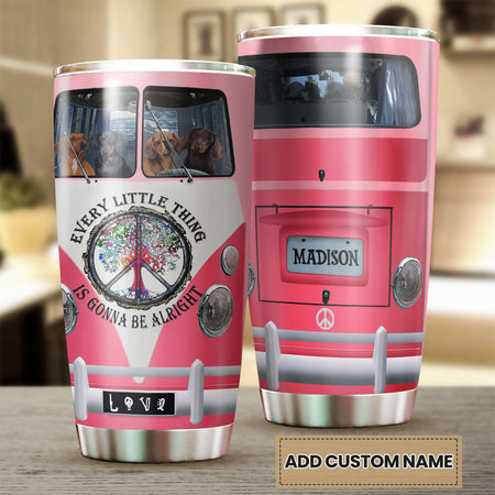 Camellia Personalized Hippie Van Every Little Thing Is Gonna Be Alright Stainless Steel Tumbler-Double-Walled Insulation Travel Cup With Lid