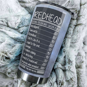 Camellia Personalized 3D Funny Fact About Redhead Stainless Steel Tumbler - Customized Double-Walled Insulation Thermal Cup With Lid