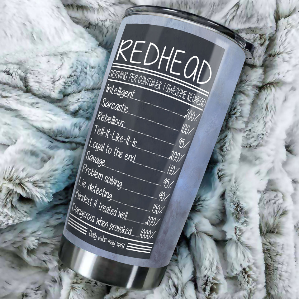 Camellia Personalized 3D Funny Fact About Redhead Stainless Steel Tumbler - Customized Double-Walled Insulation Thermal Cup With Lid