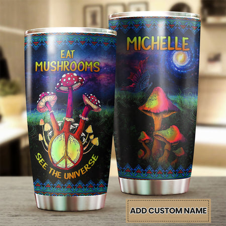 Camellia Personalized Eat Mushroom Hippie Style Stainless Steel Tumbler-Sweat-Proof Double Wall Travel Cup With Lid