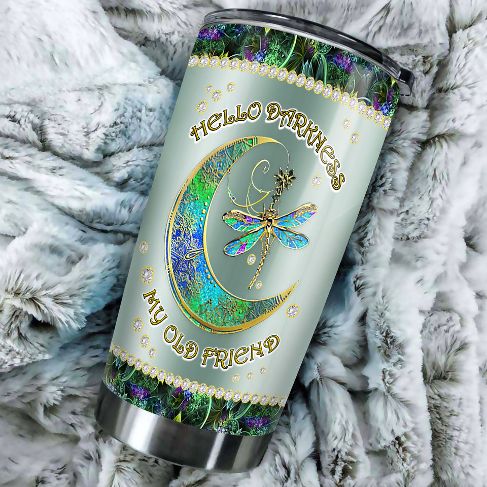 Camellia Personalized Mental Style Jewelry Dragonfly Hippie Stainless Steel Tumbler-Double-Walled Insulation Travel Cup With Lid 01