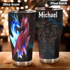 Camellia Personalized Dragon Couple Stainless Steel Tumbler - Customized Double-Walled Insulation Travel Thermal Cup With Lid Gift For Dragon Lover