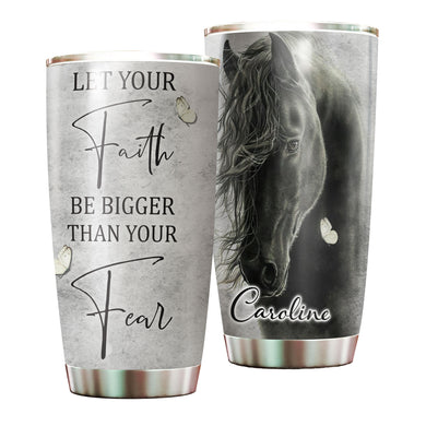 Camellia Personalized Horse Faith Stainless Steel Tumbler - Double-Walled Insulation Vacumm Flask - Gift For Horse Lovers, Cowgirls, Cowboys, Perfect Christmas, Thanksgiving Gift