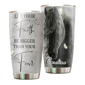 Camellia Personalized Horse Faith Stainless Steel Tumbler - Double-Walled Insulation Vacumm Flask - Gift For Horse Lovers, Cowgirls, Cowboys, Perfect Christmas, Thanksgiving Gift