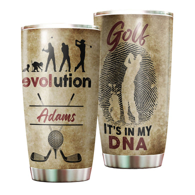 Camellia Personalized Golf Evolution It's My DNA Stainless Steel Tumbler-Double-Walled Travel Therma Cup With Lid Gift For Male Golf Player