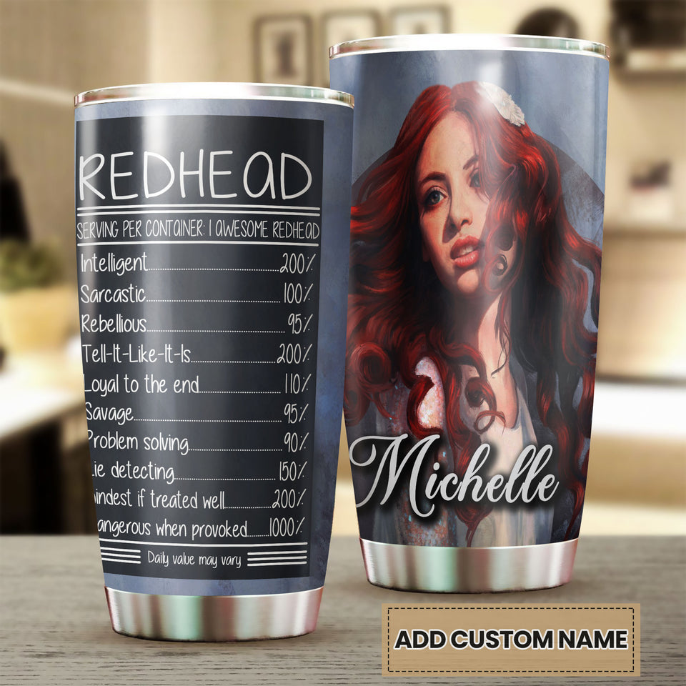 Camellia Personalized 3D Funny Fact About Redhead Stainless Steel Tumbler - Customized Double-Walled Insulation Thermal Cup With Lid