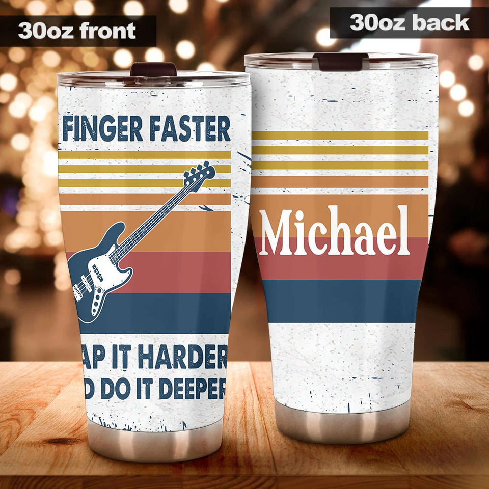 Camellia Personalized Bass Guitar Vintage Stainless Steel Tumbler - Double-Walled Insulation Vacumm Flask - Gift For Guitar Lovers, Guitar Players, Music Fans