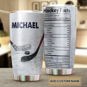 Camellia Personalized Ice Hockey Nutrition Facts Stainless Steel Tumbler-Double-Walled Insulation  Cup With Lid Gift For Hockey Player