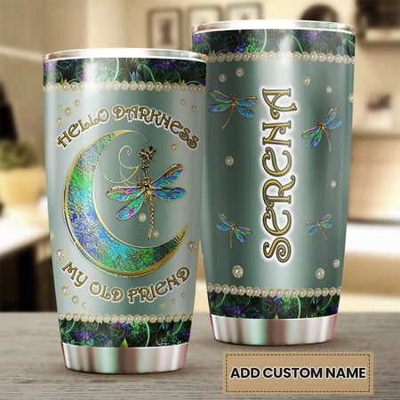 Camellia Personalized Mental Style Jewelry Dragonfly Hippie Stainless Steel Tumbler-Double-Walled Insulation Travel Cup With Lid 01