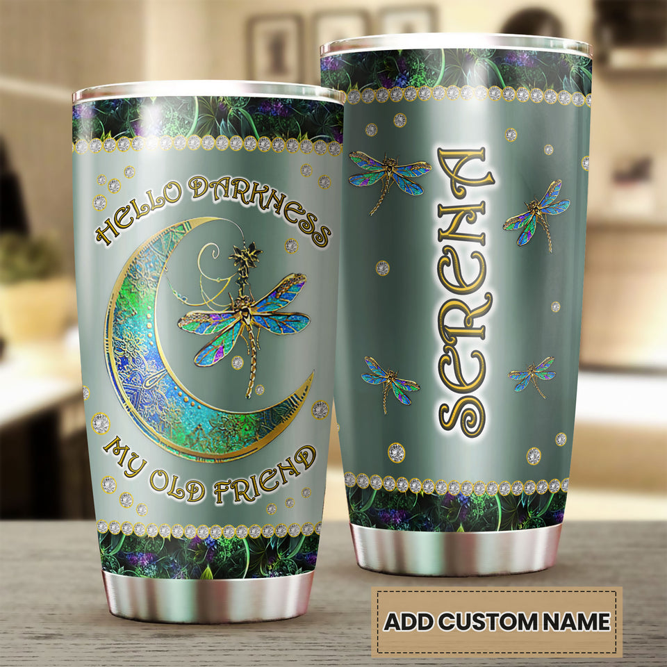 Camellia Personalized Mental Style Jewelry Dragonfly Hippie Stainless Steel Tumbler-Double-Walled Insulation Travel Cup With Lid 01